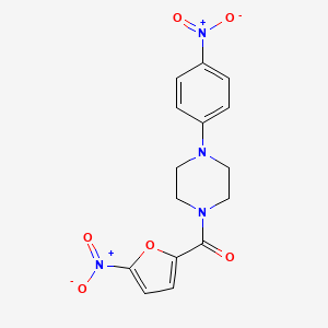 molecular formula C15H14N4O6 B12940993 (5-Nitrofuran-2-yl)(4-(4-nitrophenyl)piperazin-1-yl)methanone 