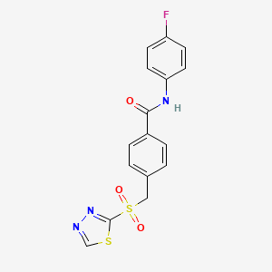 molecular formula C16H12FN3O3S2 B12941004 Benzamide, N-(4-fluorophenyl)-4-[(1,3,4-thiadiazol-2-ylsulfonyl)methyl]- CAS No. 500568-12-7