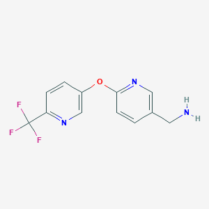 molecular formula C12H10F3N3O B12941010 (6-((6-(Trifluoromethyl)pyridin-3-yl)oxy)pyridin-3-yl)methanamine 