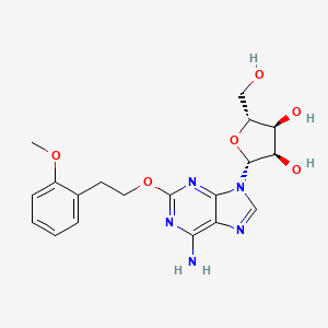 molecular formula C19H23N5O6 B12941088 (2R,3R,4S,5R)-2-(6-Amino-2-(2-methoxyphenethoxy)-9H-purin-9-yl)-5-(hydroxymethyl)tetrahydrofuran-3,4-diol 