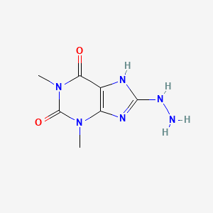 molecular formula C7H10N6O2 B12941129 1H-Purine-2,6,8(3H)-trione, 7,9-dihydro-1,3-dimethyl-, 8-hydrazone CAS No. 88552-69-6