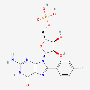 molecular formula C16H17ClN5O8P B12941157 8-(4-Chlorophenyl)guanosine 5'-(dihydrogen phosphate) CAS No. 920984-08-3