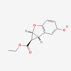 molecular formula C12H12O4 B12941182 Ethyl (1R,1aR,6bS)-5-hydroxy-1a,6b-dihydro-1H-cyclopropa[b]benzofuran-1-carboxylate 