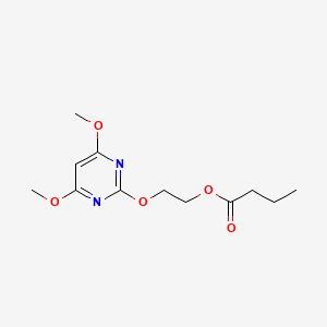 molecular formula C12H18N2O5 B12941226 2-((4,6-Dimethoxypyrimidin-2-yl)oxy)ethyl butyrate 