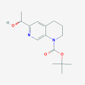 molecular formula C15H22N2O3 B12941324 tert-Butyl (R)-6-(1-hydroxyethyl)-3,4-dihydro-1,7-naphthyridine-1(2H)-carboxylate 