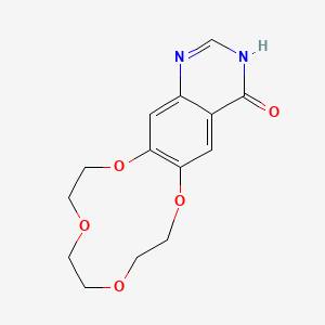 molecular formula C14H16N2O5 B12941364 7,8,10,11,13,14-Hexahydro-[1,4,7,10]tetraoxacyclododecino[2,3-g]quinazolin-4(3H)-one 