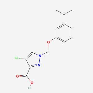 molecular formula C14H15ClN2O3 B12941371 4-Chloro-1-((3-isopropylphenoxy)methyl)-1H-pyrazole-3-carboxylic acid 