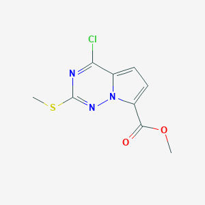 molecular formula C9H8ClN3O2S B12941380 Methyl 4-chloro-2-(methylthio)pyrrolo[2,1-f][1,2,4]triazine-7-carboxylate 