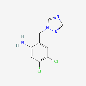 molecular formula C9H8Cl2N4 B12941395 4,5-Dichloro-2-[(1H-1,2,4-triazol-1-yl)methyl]aniline CAS No. 922711-72-6