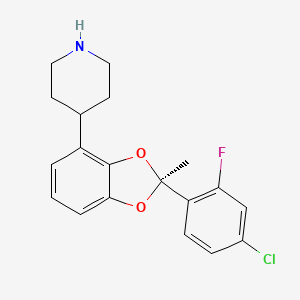 molecular formula C19H19ClFNO2 B12941423 (S)-4-(2-(4-Chloro-2-fluorophenyl)-2-methylbenzo[d][1,3]dioxol-4-yl)piperidine 