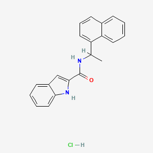 molecular formula C21H19ClN2O B12941426 N-(1-(Naphthalen-1-yl)ethyl)-1H-indole-2-carboxamide hydrochloride 