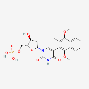 ((2R,3S,5R)-5-(5-(1,4-Dimethoxy-3-methylnaphthalen-2-yl)-2,4-dioxo-3,4-dihydropyrimidin-1(2H)-yl)-3-hydroxytetrahydrofuran-2-yl)methyl dihydrogen phosphate