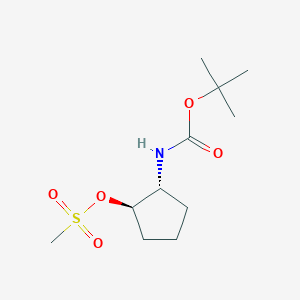 molecular formula C11H21NO5S B12941591 Rel-(1R,2R)-2-((tert-butoxycarbonyl)amino)cyclopentyl methanesulfonate 