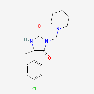 molecular formula C16H20ClN3O2 B12941623 5-(4-Chlorophenyl)-5-methyl-3-(piperidin-1-ylmethyl)imidazolidine-2,4-dione CAS No. 847-90-5