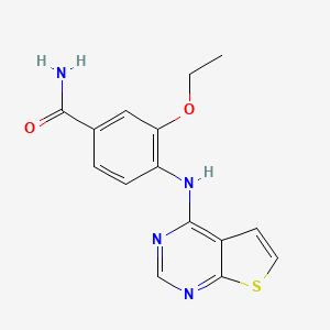 molecular formula C15H14N4O2S B12941632 3-Ethoxy-4-(thieno[2,3-d]pyrimidin-4-ylamino)benzamide CAS No. 917907-99-4