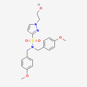 molecular formula C21H25N3O5S B12941640 1-(2-Hydroxyethyl)-N,N-bis(4-methoxybenzyl)-1H-pyrazole-3-sulfonamide 