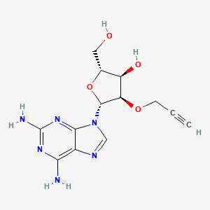 molecular formula C13H16N6O4 B12941671 (2R,3R,4R,5R)-5-(2,6-Diamino-9H-purin-9-yl)-2-(hydroxymethyl)-4-(prop-2-yn-1-yloxy)tetrahydrofuran-3-ol 