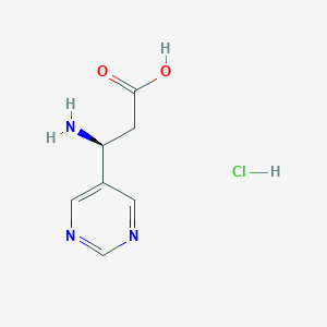 molecular formula C7H10ClN3O2 B12941709 (S)-3-Amino-3-(pyrimidin-5-yl)propanoic acid hydrochloride 