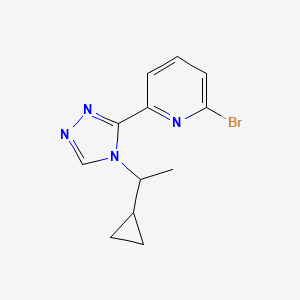 molecular formula C12H13BrN4 B12941725 2-Bromo-6-(4-(1-cyclopropylethyl)-4H-1,2,4-triazol-3-yl)pyridine 