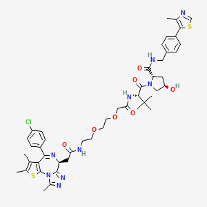 molecular formula C47H56ClN9O7S2 B12941764 (2S,4R)-1-((S)-2-(tert-butyl)-14-((S)-4-(4-chlorophenyl)-2,3,9-trimethyl-6H-thieno[3,2-f][1,2,4]triazolo[4,3-a][1,4]diazepin-6-yl)-4,13-dioxo-6,9-dioxa-3,12-diazatetradecanoyl)-4-hydroxy-N-(4-(4-methylthiazol-5-yl)benzyl)pyrrolidine-2-carboxamide 