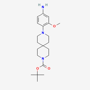 molecular formula C21H33N3O3 B12941796 Tert-butyl 9-(4-amino-2-methoxyphenyl)-3,9-diazaspiro[5.5]undecane-3-carboxylate 