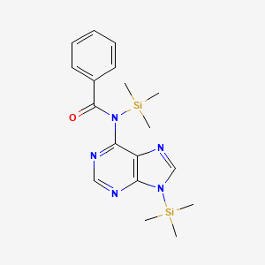 molecular formula C18H25N5OSi2 B12941846 Benzamide, N-(trimethylsilyl)-N-[9-(trimethylsilyl)-9H-purin-6-yl]- CAS No. 18055-47-5