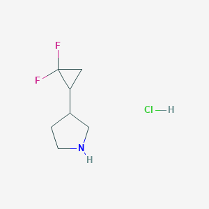 molecular formula C7H12ClF2N B12941863 3-(2,2-Difluorocyclopropyl)pyrrolidine hydrochloride 