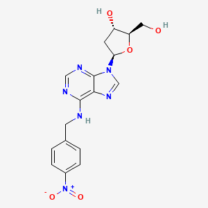 molecular formula C17H18N6O5 B12941946 2'-Deoxy-N-[(4-nitrophenyl)methyl]adenosine CAS No. 56527-33-4