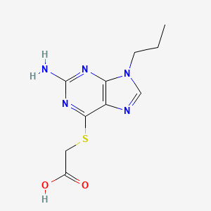 molecular formula C10H13N5O2S B12941996 2-(2-Amino-9-propyl-purin-6-YL)sulfanylacetic acid CAS No. 42204-31-9