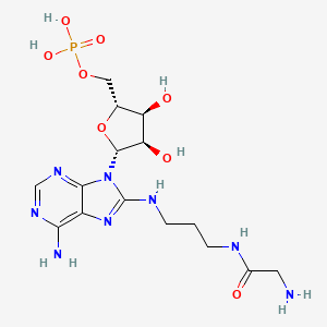 molecular formula C15H25N8O8P B12942034 8-{[3-(Glycylamino)propyl]amino}adenosine 5'-(dihydrogen phosphate) CAS No. 62209-02-3