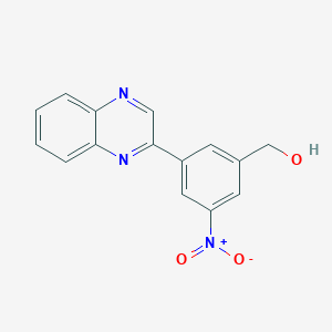 molecular formula C15H11N3O3 B12942141 (3-Nitro-5-(quinoxalin-2-yl)phenyl)methanol 