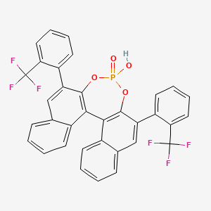 molecular formula C34H19F6O4P B12942147 13-hydroxy-10,16-bis[2-(trifluoromethyl)phenyl]-12,14-dioxa-13λ5-phosphapentacyclo[13.8.0.02,11.03,8.018,23]tricosa-1(15),2(11),3,5,7,9,16,18,20,22-decaene 13-oxide 