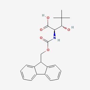 molecular formula C22H25NO5 B12942160 (2R,3S)-2-((((9H-Fluoren-9-yl)methoxy)carbonyl)amino)-3-hydroxy-4,4-dimethylpentanoic acid 