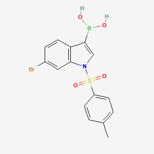 molecular formula C15H13BBrNO4S B12942171 Boronic acid, [6-bromo-1-[(4-methylphenyl)sulfonyl]-1H-indol-3-yl]- CAS No. 289503-26-0