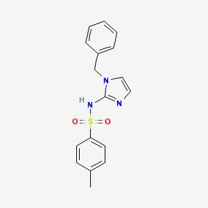 molecular formula C17H17N3O2S B12942198 Benzenesulfonamide, 4-methyl-N-(1-(phenylmethyl)-1H-imidazol-2-yl)- CAS No. 71795-42-1