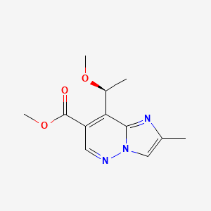 molecular formula C12H15N3O3 B12942238 Methyl (S)-8-(1-methoxyethyl)-2-methylimidazo[1,2-b]pyridazine-7-carboxylate 