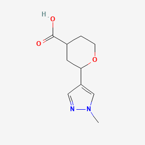 molecular formula C10H14N2O3 B12942247 2-(1-Methyl-1H-pyrazol-4-yl)tetrahydro-2H-pyran-4-carboxylic acid 