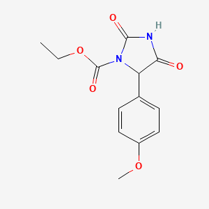 molecular formula C13H14N2O5 B12942251 Ethyl 5-(4-methoxyphenyl)-2,4-dioxoimidazolidine-1-carboxylate CAS No. 18755-75-4