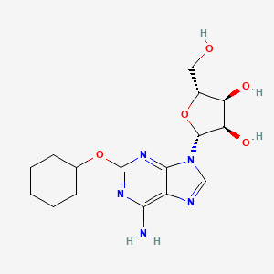 molecular formula C16H23N5O5 B12942265 (2R,3R,4S,5R)-2-(6-Amino-2-(cyclohexyloxy)-9H-purin-9-yl)-5-(hydroxymethyl)tetrahydrofuran-3,4-diol 