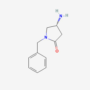 molecular formula C11H14N2O B12942297 (R)-4-Amino-1-benzylpyrrolidin-2-one 