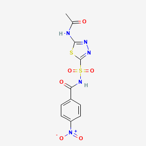 molecular formula C11H9N5O6S2 B12942320 N-(5-Acetamido-1,3,4-thiadiazole-2-sulfonyl)-4-nitrobenzamide CAS No. 827624-94-2