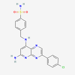 4-({[6-Amino-3-(4-chlorophenyl)pyrido[2,3-b]pyrazin-8-yl]amino}methyl)benzenesulfonamide