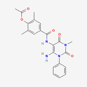 4-((6-Amino-3-methyl-2,4-dioxo-1-phenyl-1,2,3,4-tetrahydropyrimidin-5-yl)carbamoyl)-2,6-dimethylphenyl acetate