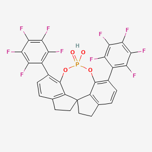 molecular formula C29H13F10O4P B12942555 12-hydroxy-1,10-bis(2,3,4,5,6-pentafluorophenyl)-4,5,6,7-tetrahydroiindeno[7,1-de:1',7'-fg][1,3,2]dioxaphosphocine 12-oxide 