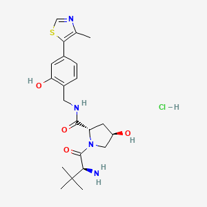 molecular formula C22H31ClN4O4S B12942559 (2S,4R)-1-((S)-2-Amino-3,3-dimethylbutanoyl)-4-hydroxy-N-(2-hydroxy-4-(4-methylthiazol-5-yl)benzyl)pyrrolidine-2-carboxamide hydrochloride 