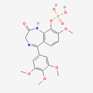 molecular formula C19H21N2O9P B12942573 8-Methoxy-2-oxo-5-(3,4,5-trimethoxyphenyl)-2,3-dihydro-1H-benzo[e][1,4]diazepin-9-yl dihydrogen phosphate 