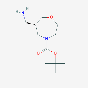 molecular formula C11H22N2O3 B12942598 tert-Butyl (S)-6-(aminomethyl)-1,4-oxazepane-4-carboxylate 