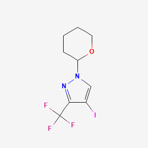 molecular formula C9H10F3IN2O B12942609 4-Iodo-1-(tetrahydro-2H-pyran-2-yl)-3-(trifluoromethyl)-1H-pyrazole 