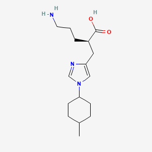 molecular formula C16H27N3O2 B12942645 (R)-5-Amino-2-((1-(trans-4-methylcyClohexyl)-1H-imidazol-4-yl)methyl)pentanoic acid 