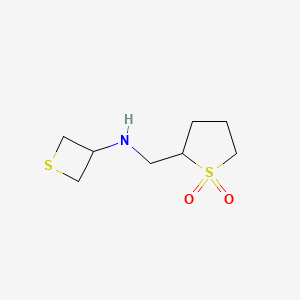 molecular formula C8H15NO2S2 B12942684 2-((Thietan-3-ylamino)methyl)tetrahydrothiophene 1,1-dioxide 